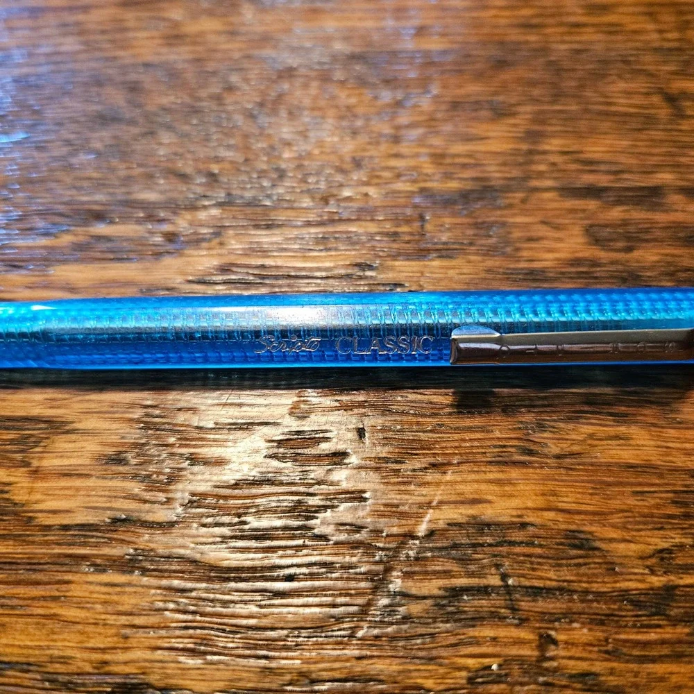 Scripto Classic Mechanical Pencil Translucent Blue Textured Barrel Chrome Trim